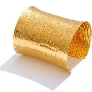 Bold Wide Gold Cuff Bracelet – Stainless Steel, PVD Real Gold Plated